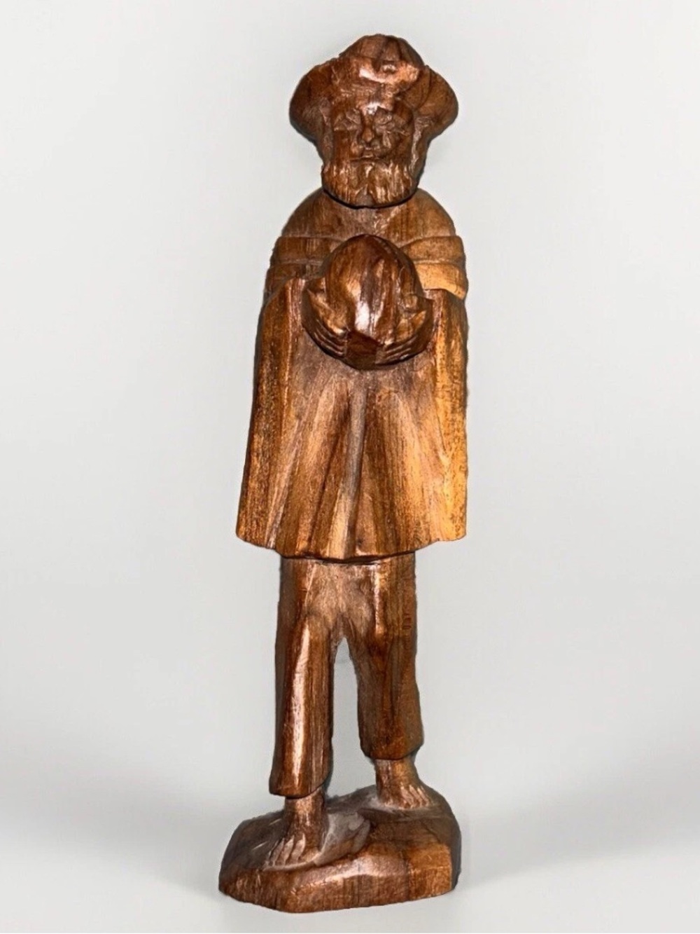 Vintage Hand Carved Wood Man Folk Art 6.5” Wooden Sculpture